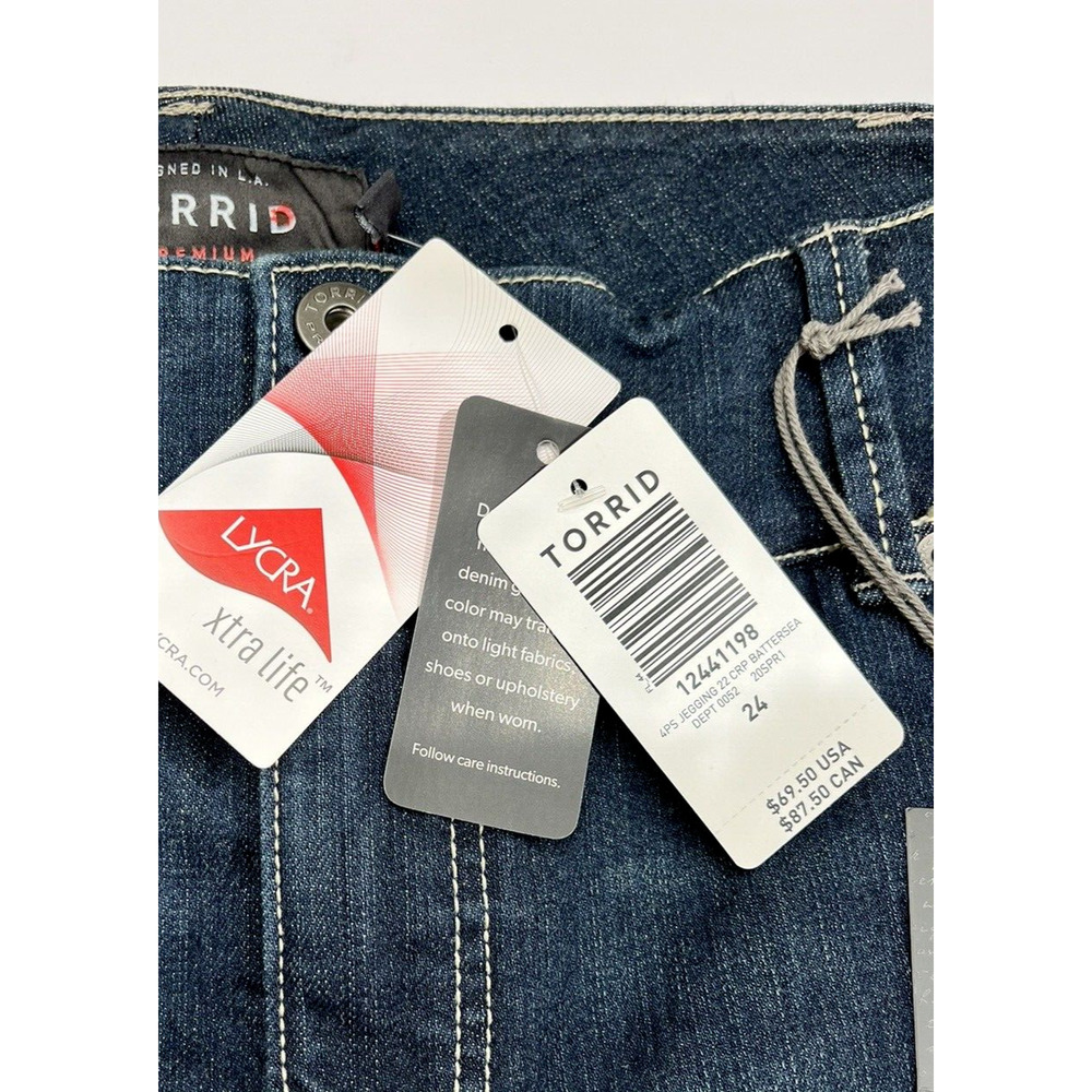 Torrid Capris SZ 24 NEW Lycra Super Stretch Crop Legging Blue Denim Rolled Cuffs - Picture 4 of 16